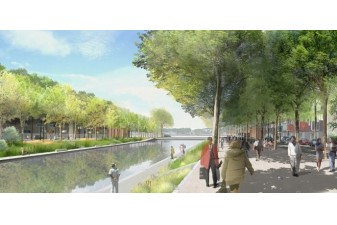 Un mail planté va traverser l'écoquartier Flaubert de Rouen, du nord au sud, permettant d'amortir les montées de la Seine.