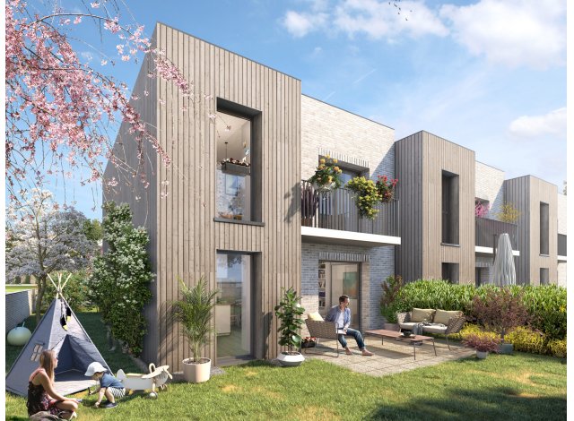 Investissement locatif dans les Yvelines 78 : programme immobilier neuf pour investir Les Jardins de la Halle  Aubergenville