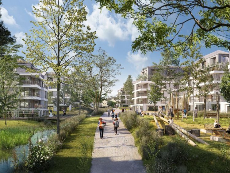 A Fontenay-le-Fleury, le projet Fossé Pâté prévoit un quartier neuf mixte construit autour d’un ru remis à ciel ouvert.