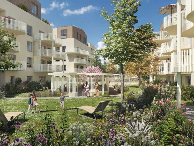Entracte &agrave; D&eacute;cines-Charpieu, un programme sign&eacute; BNP Paribas Immobilier Promotion avec espaces verts et balcons en courbes en c�ur de ville.