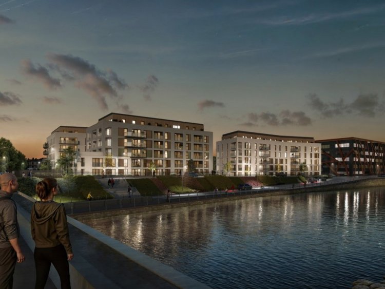 Le chantier de la r&eacute;sidence Le Quai des Six &agrave; Calais avec ses 143 appartements neufs, du studio au 3 pi&egrave;ces, est en cours.