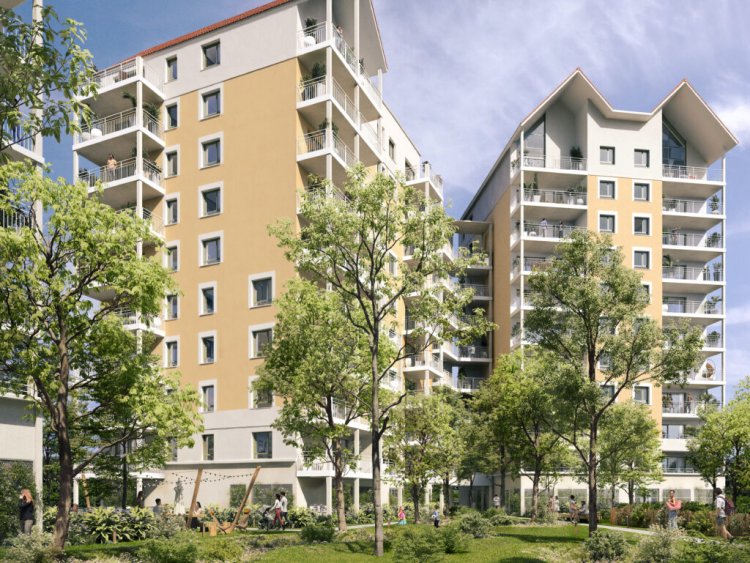 Le futur projet Coop Garten à Strasbourg, logements neufs avec balcons et cœur d’îlot paysager, dans le quartier Coop.