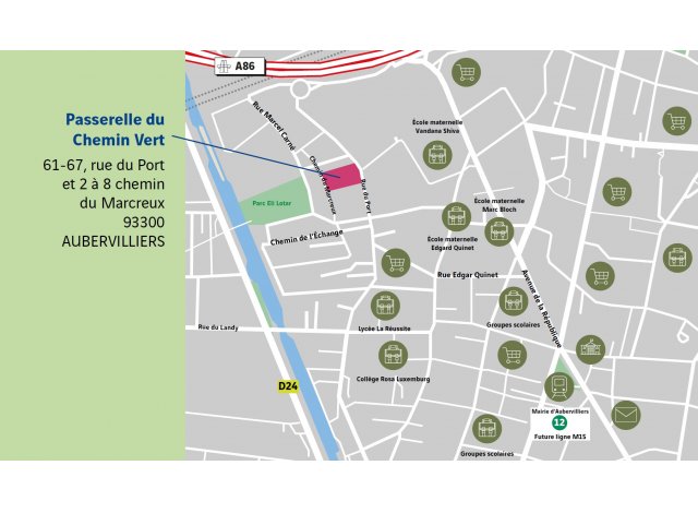 Logement neuf Aubervilliers : Passerelle du Chemin Vert